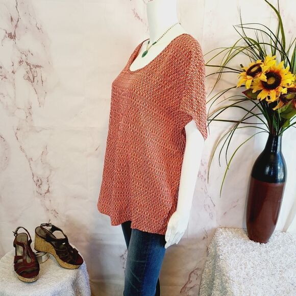 Joie super soft silk print coral and blue top - Picture 3 of 7